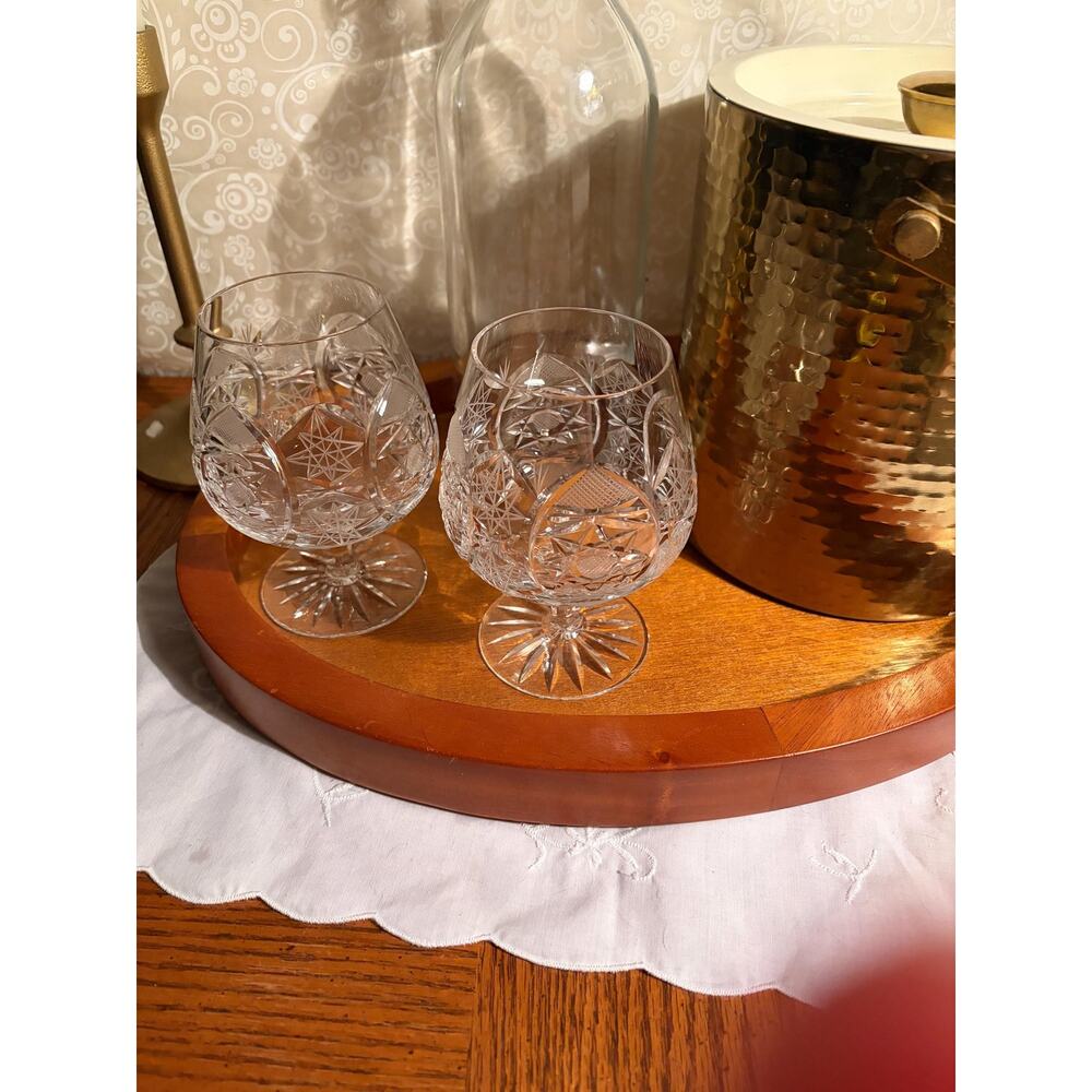 Set of 2‎ Vintage Crystal Brandy Snifters- Large Cognac Glasses